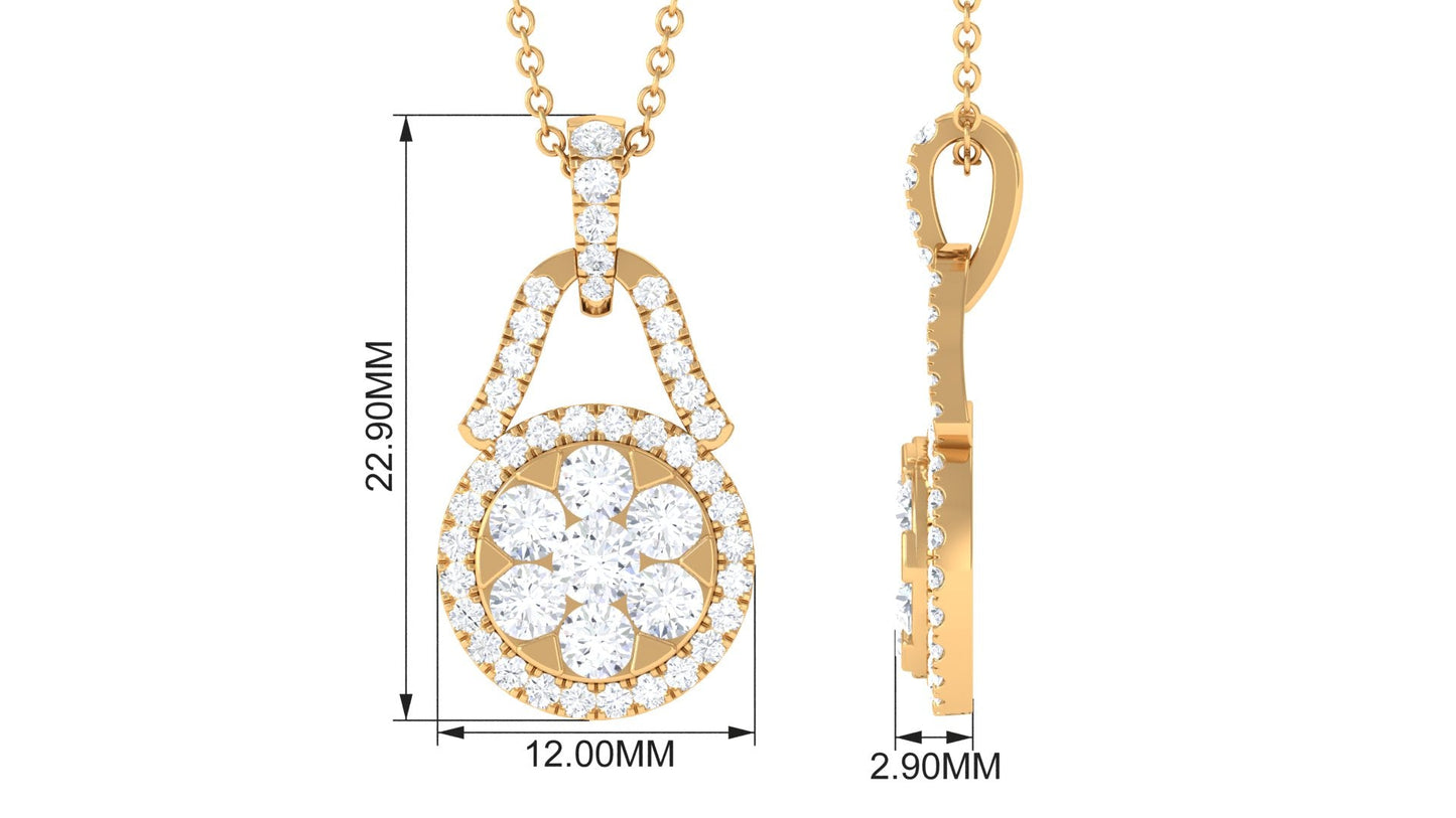 Certified Moissanite Modern Drop Pendant Necklace