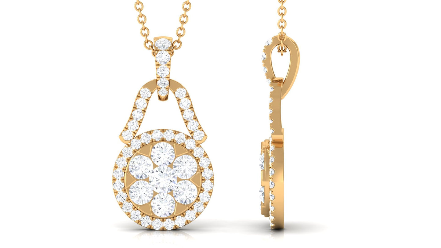 Certified Moissanite Modern Drop Pendant Necklace