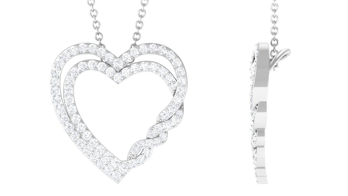 Certified Moissanite Double Heart Pendant Necklace For Her