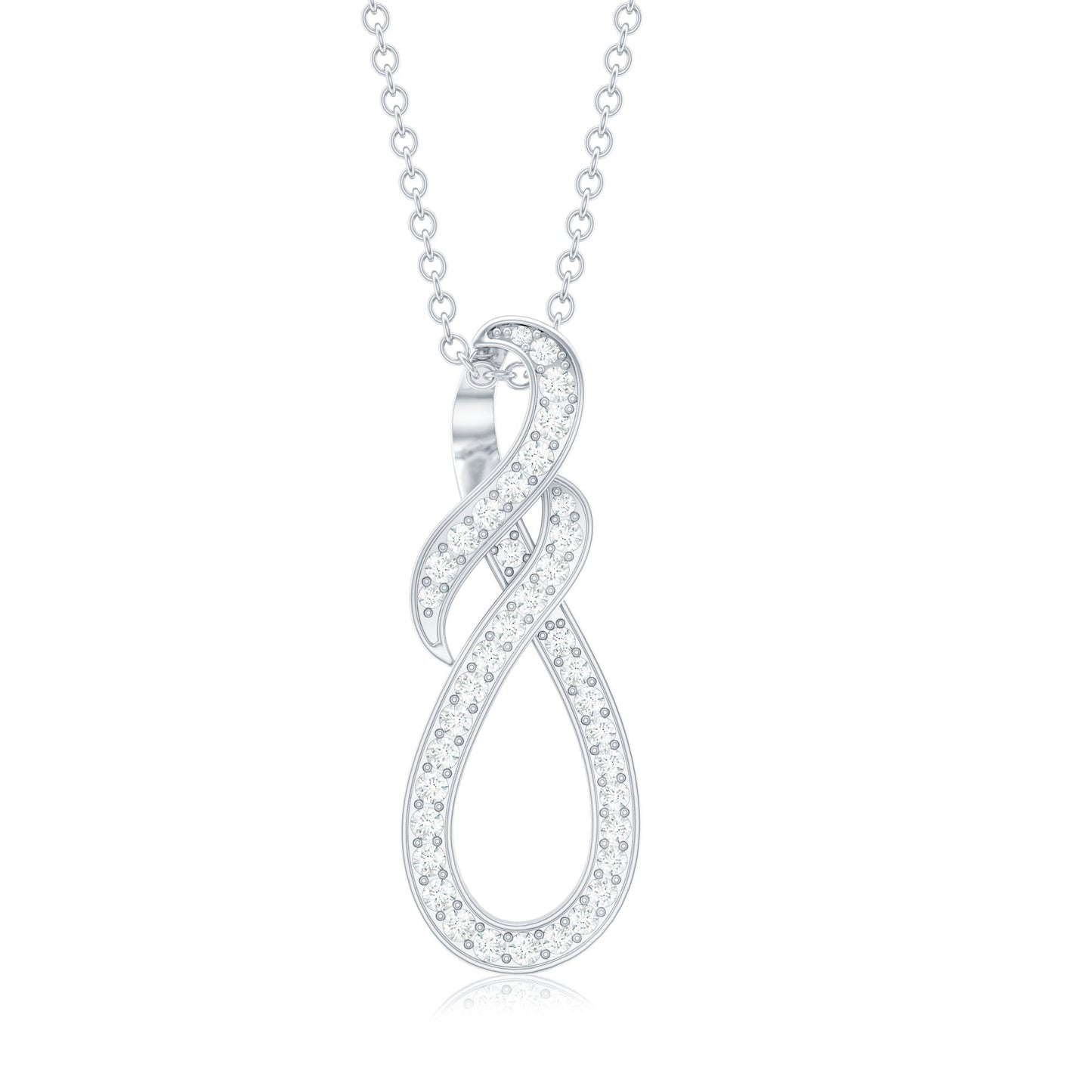 Natural Diamond Infinity Knot Pendant Necklace