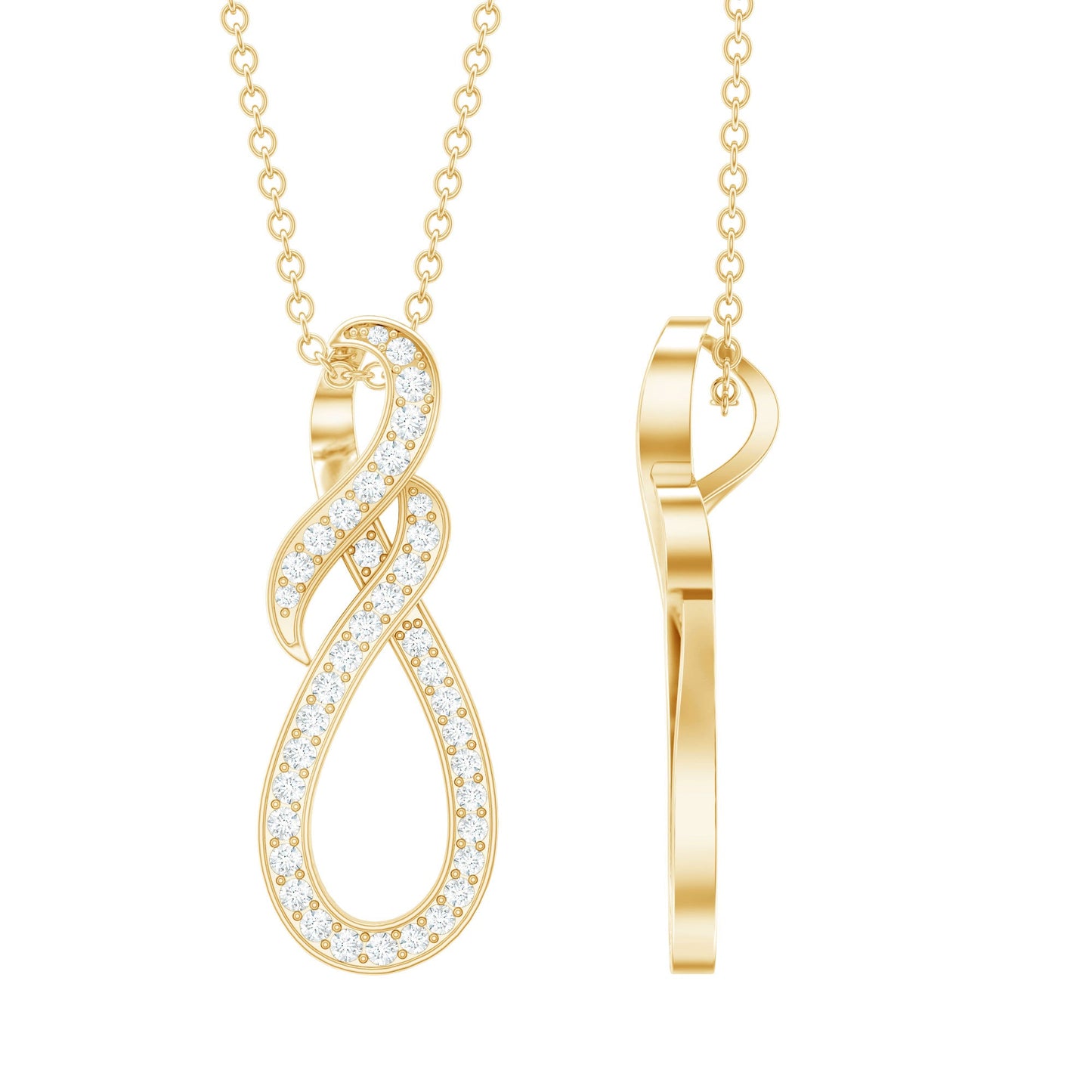 Natural Diamond Infinity Knot Pendant Necklace