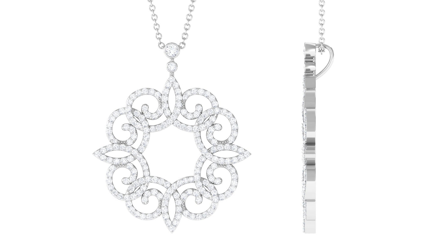 Certified Moissanite Vintage Inspired Pendant Necklace