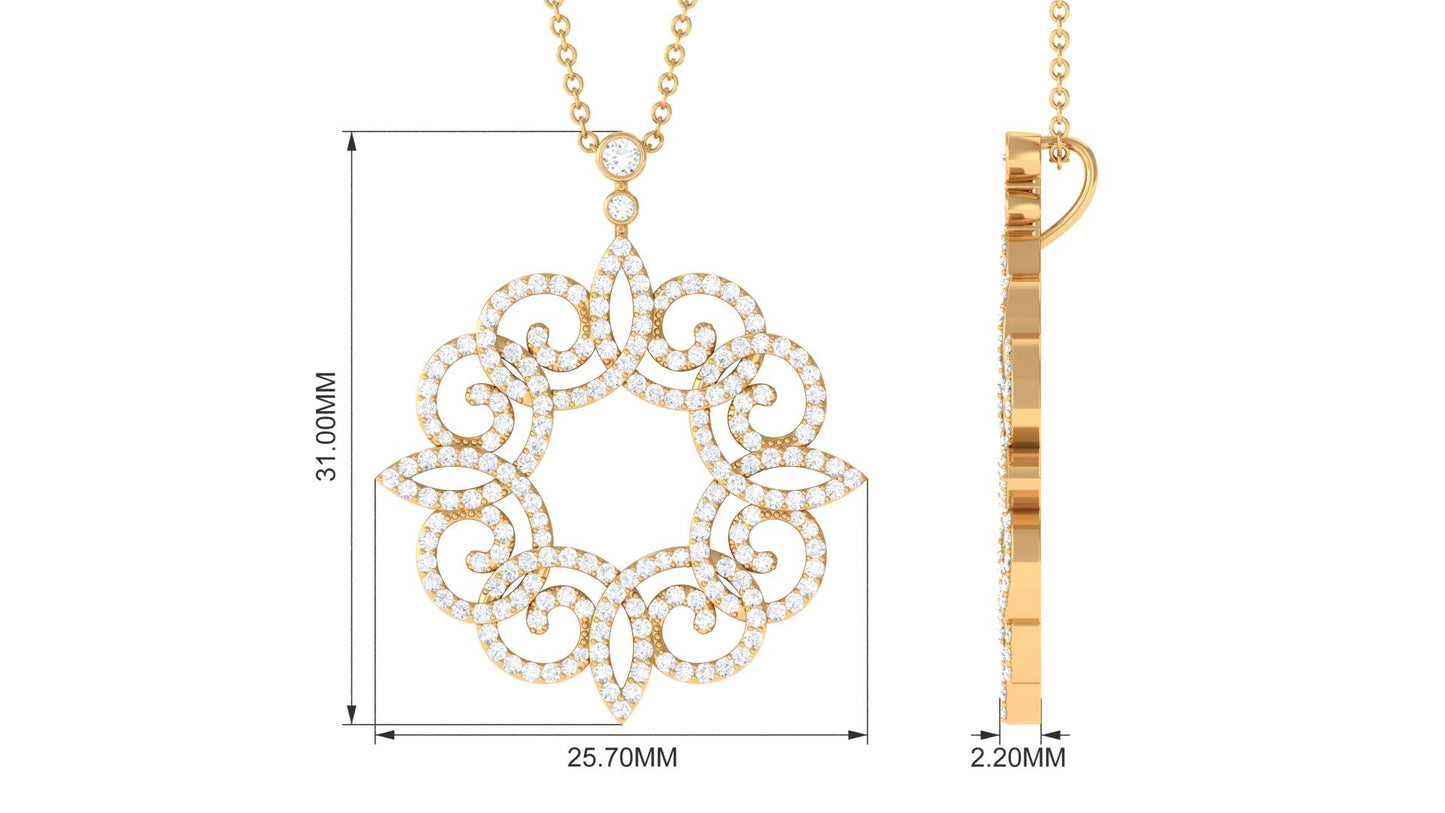 Certified Moissanite Vintage Inspired Pendant Necklace