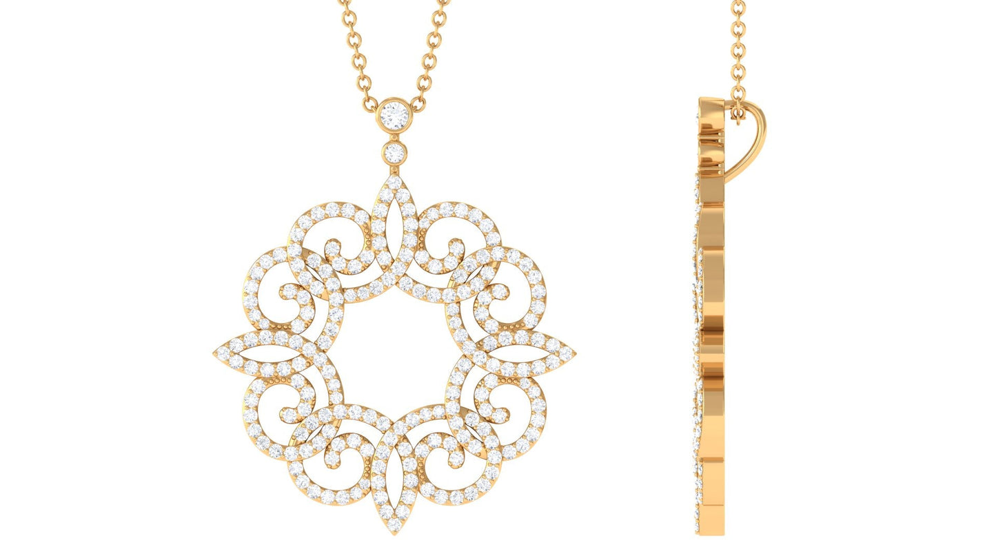 Certified Moissanite Vintage Inspired Pendant Necklace