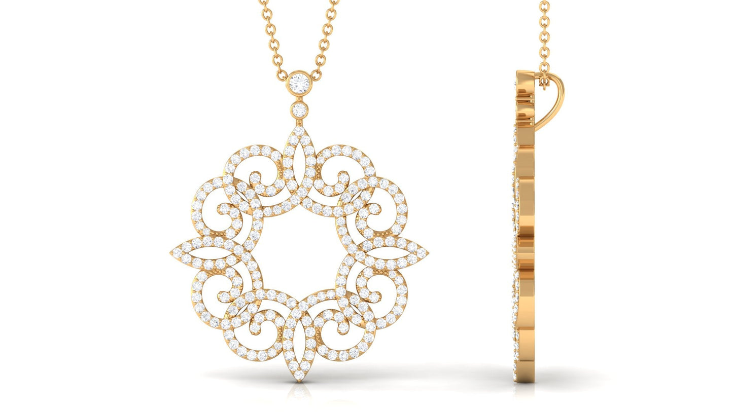 Certified Moissanite Vintage Inspired Pendant Necklace