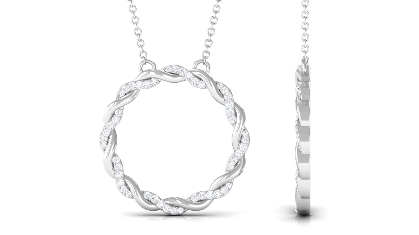 Diamond Twisted Eternity Necklace in Pave Setting