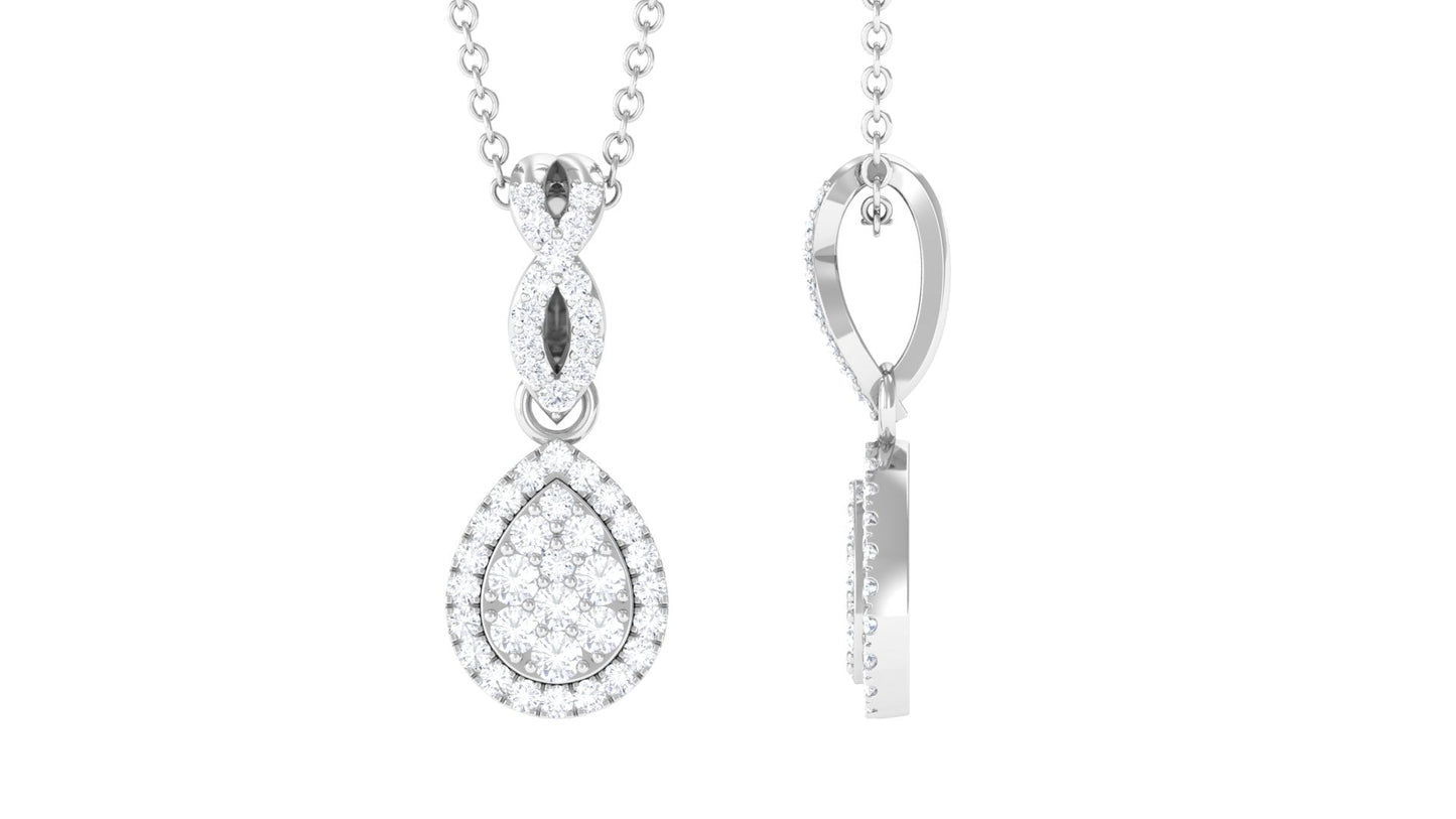 Real Diamond Teardrop Pendant Necklace with Infinity Bail