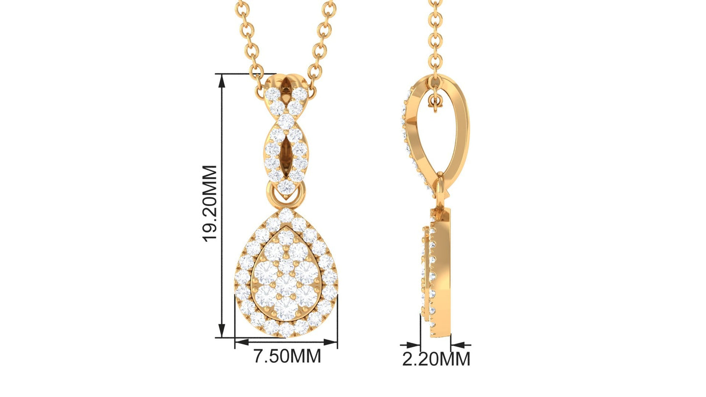 Real Diamond Teardrop Pendant Necklace with Infinity Bail