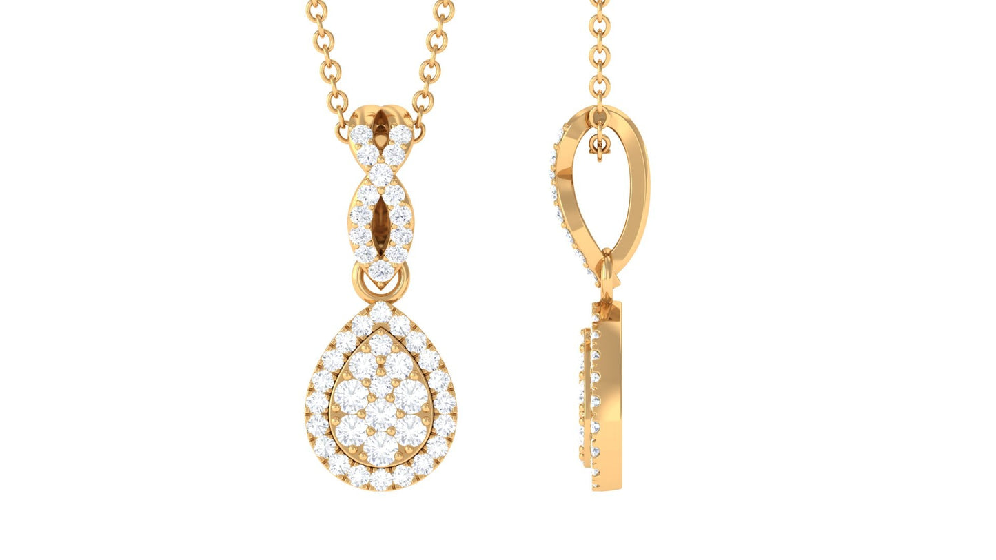 Real Diamond Teardrop Pendant Necklace with Infinity Bail