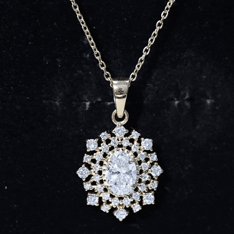 Vintage Style Oval Moissanite Bridal Necklace With Chain