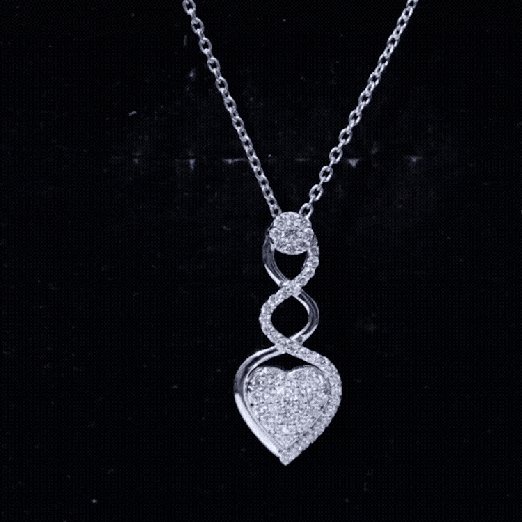 Natural Diamond Infinity Heart Pendant Necklace