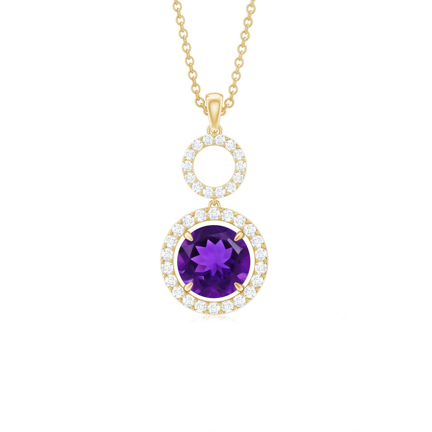 Natural 2 Carat Amethyst Pendant Necklace with Diamond