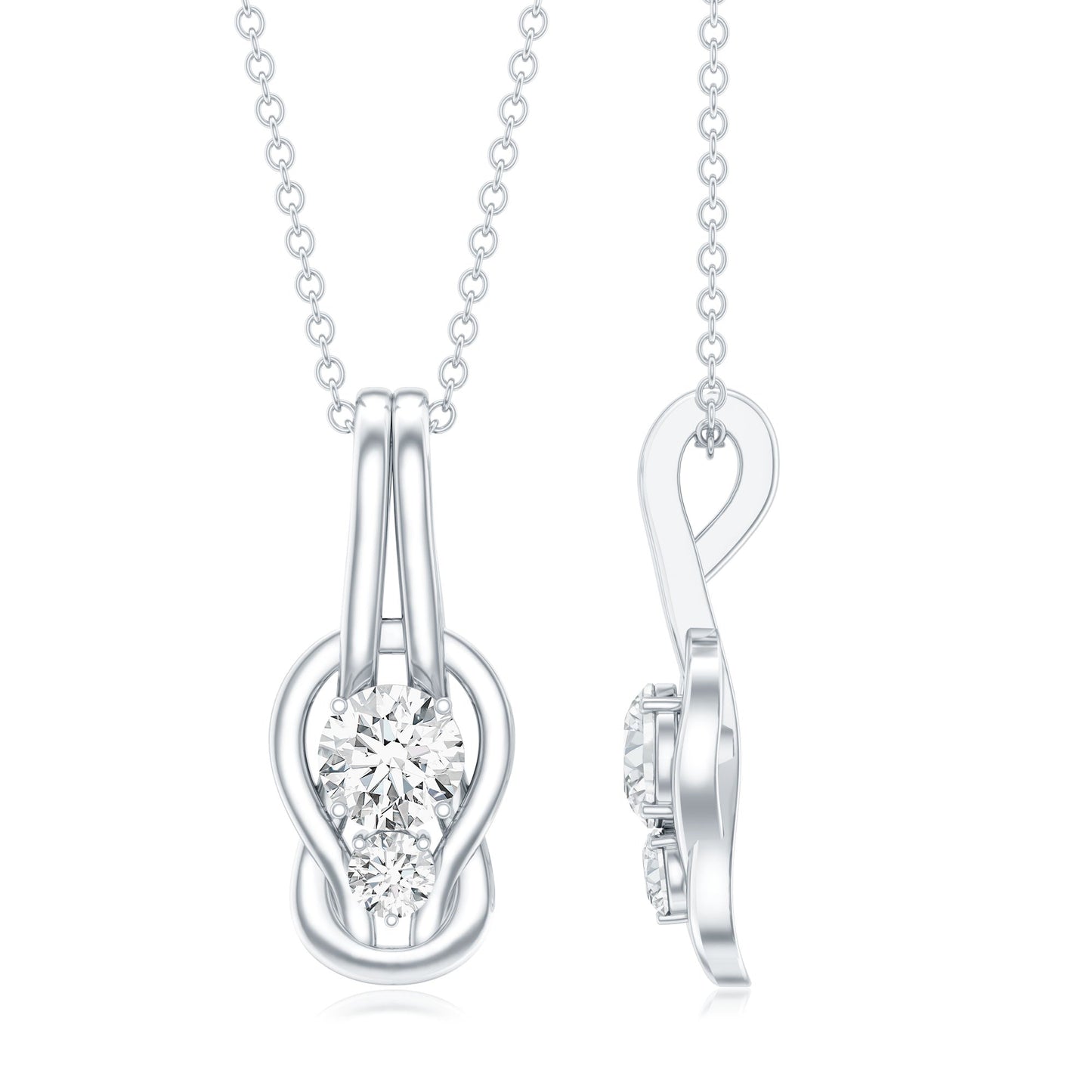 Certified Lab Grown Diamond Love Knot Pendant Necklace