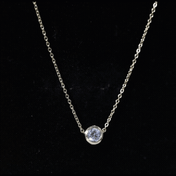 Bezel Set Lab 5 MM Round Diamond Solitaire Necklace