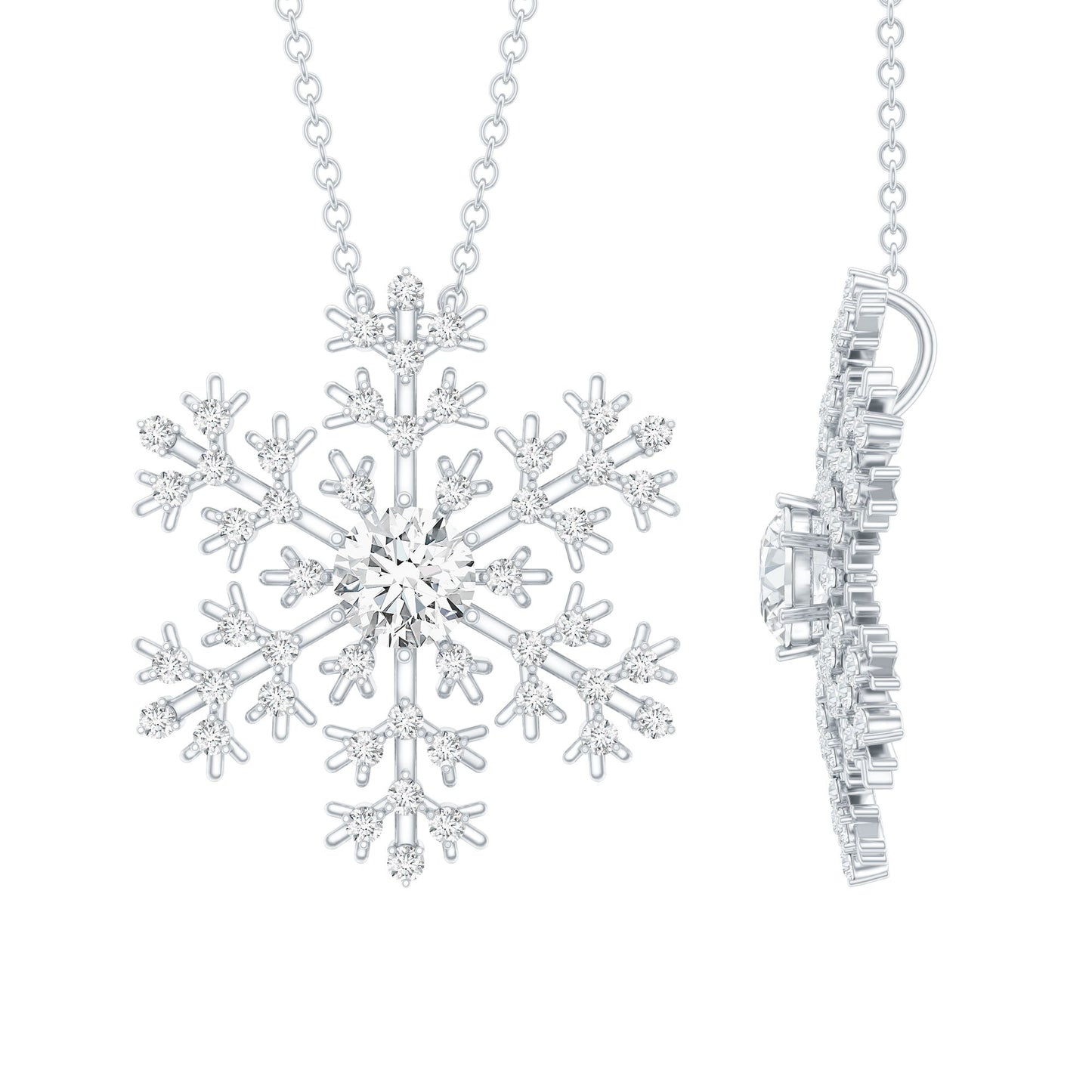 Lab Grown Diamond Snowflake Winter Necklace