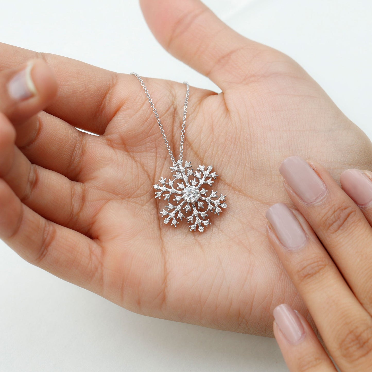 Lab Grown Diamond Snowflake Winter Necklace
