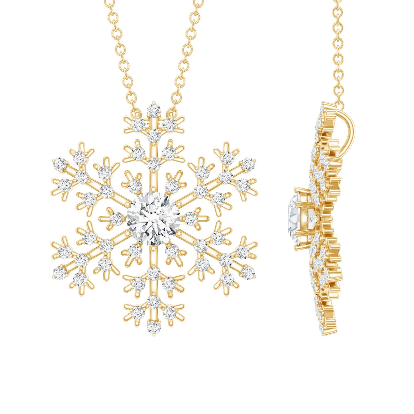 Lab Grown Diamond Snowflake Winter Necklace