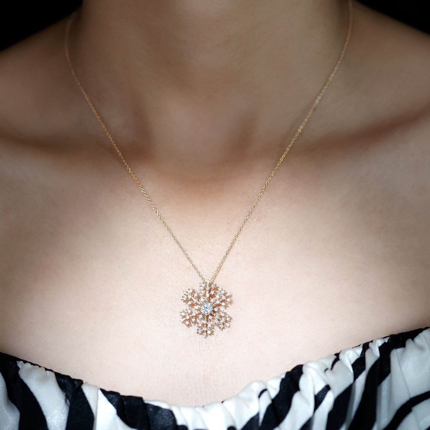 Lab Grown Diamond Snowflake Winter Necklace