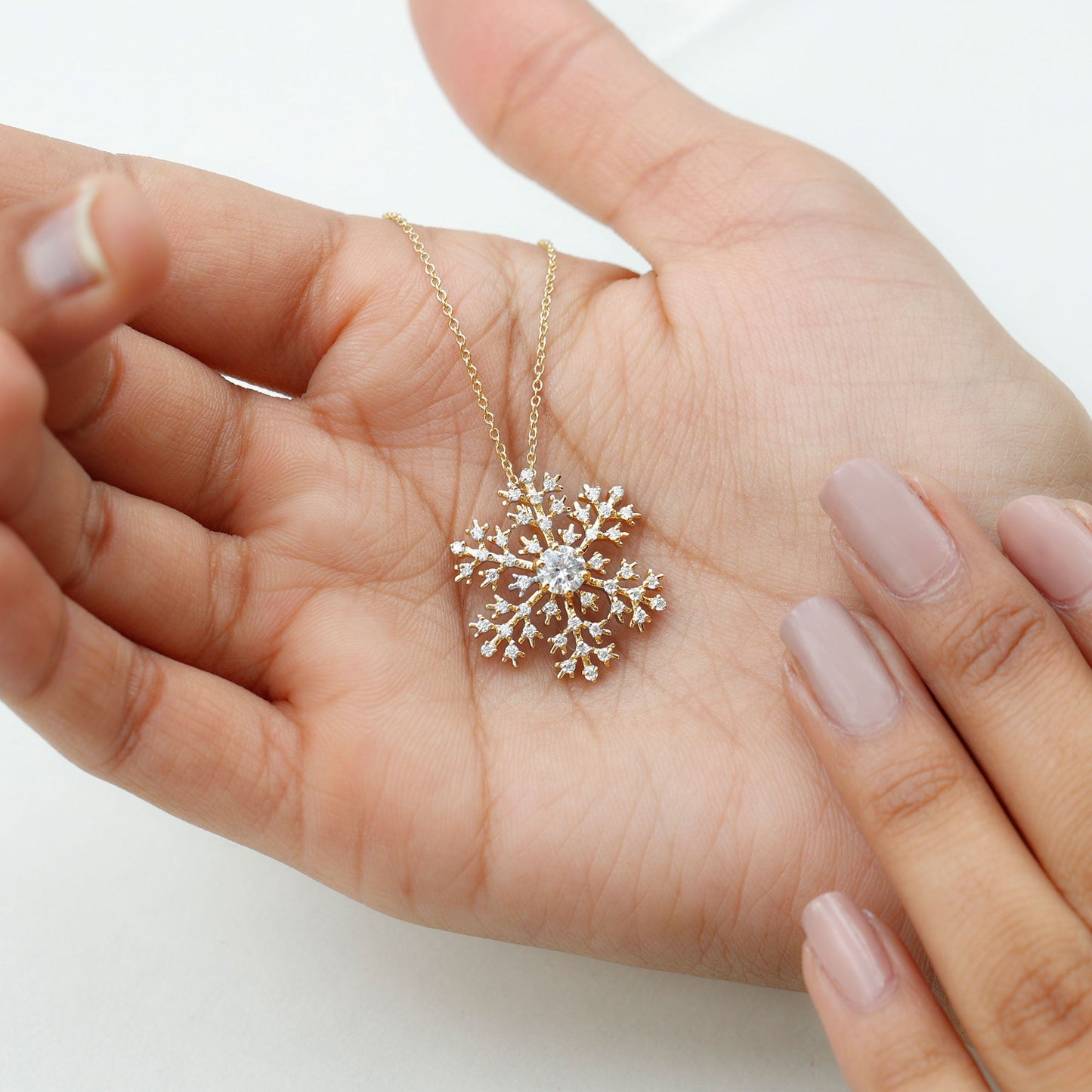 Lab Grown Diamond Snowflake Winter Necklace