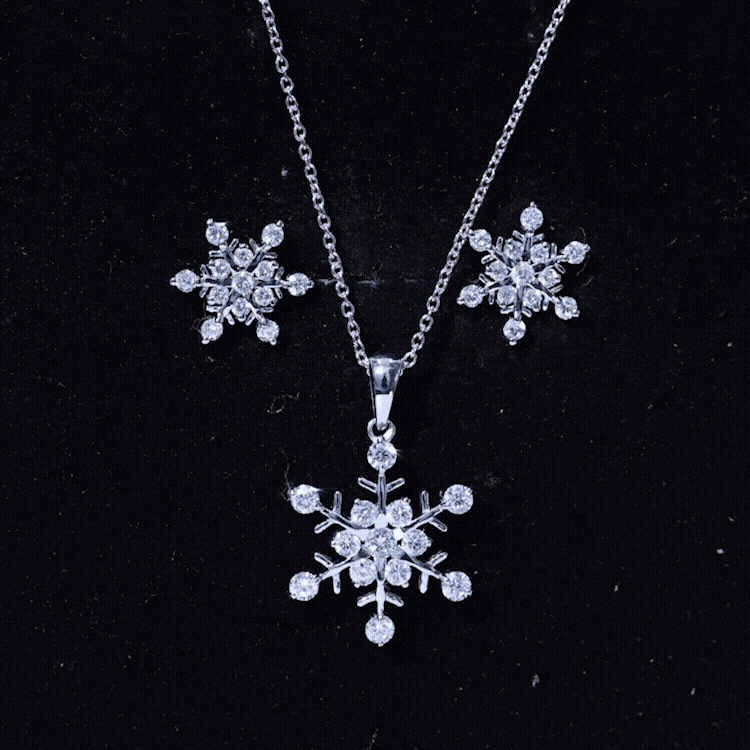 Certified Lab Grown Diamond Snowflake Jewelry Set