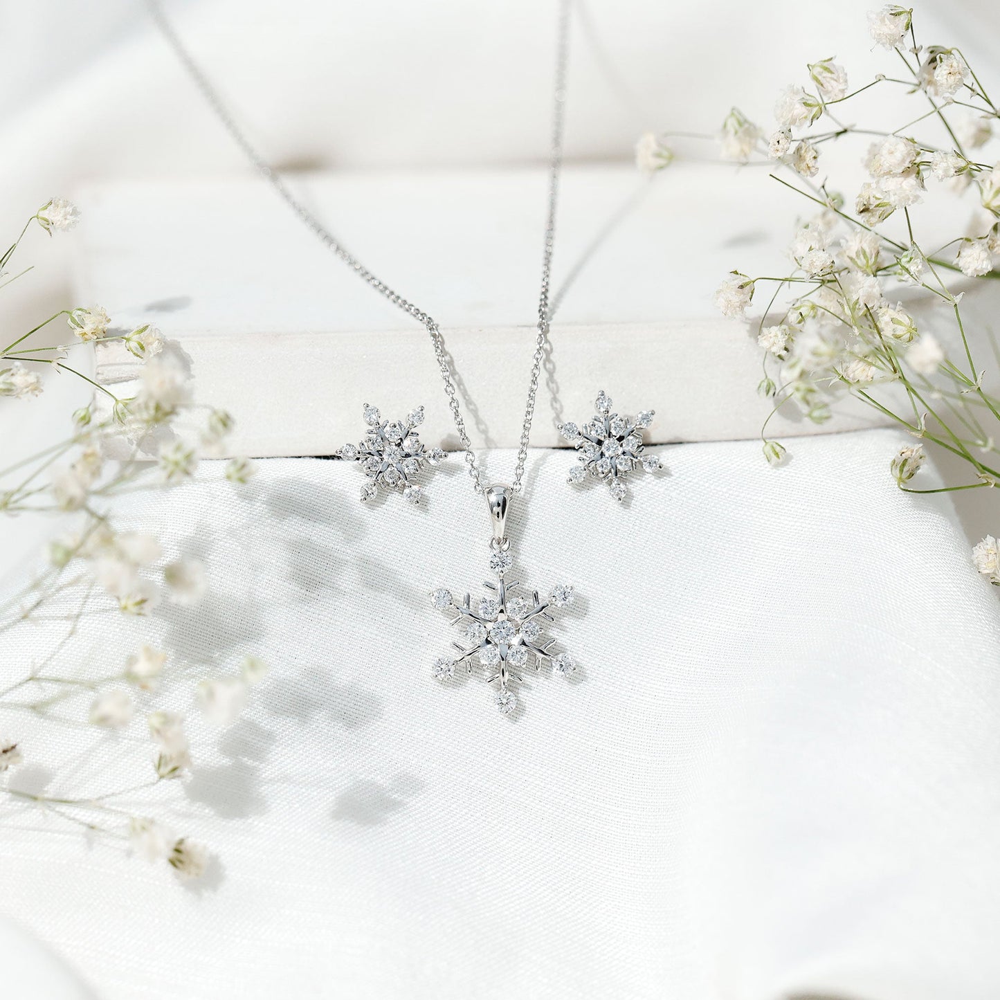 Certified Lab Grown Diamond Snowflake Jewelry Set