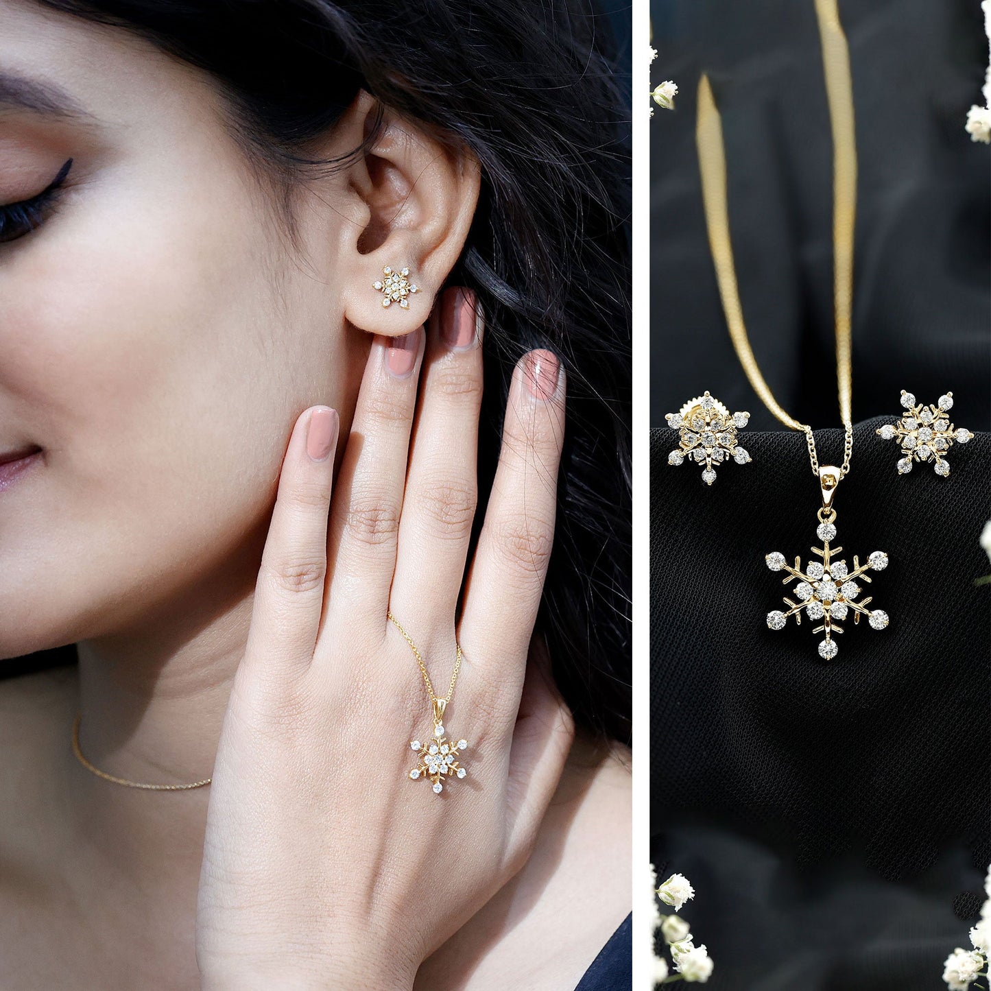 Certified Lab Grown Diamond Snowflake Jewelry Set