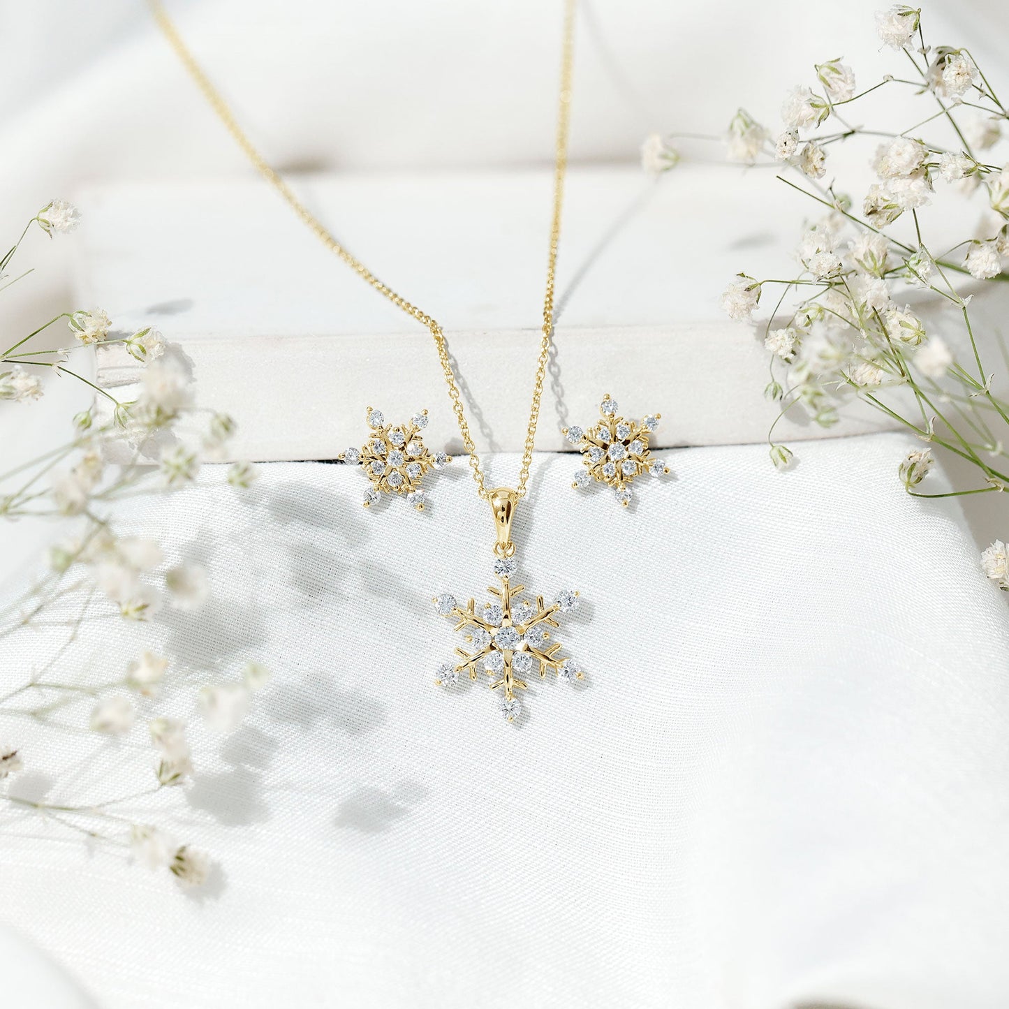 Certified Lab Grown Diamond Snowflake Jewelry Set
