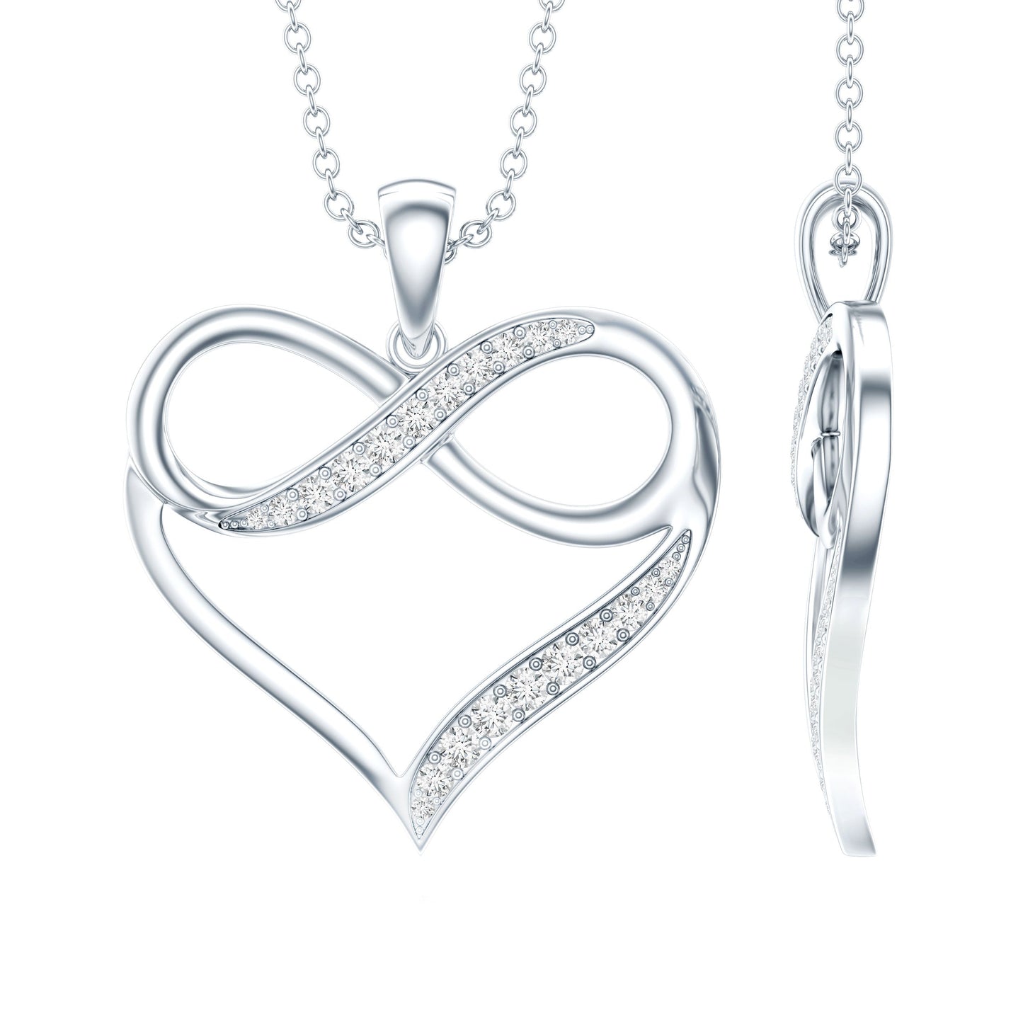 Certified Lab Grown Diamond Infinity Heart Necklace For Women