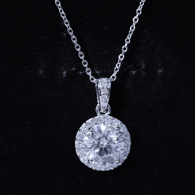 Certified 2 Carat Lab Grown Diamond Halo Pendant Necklace