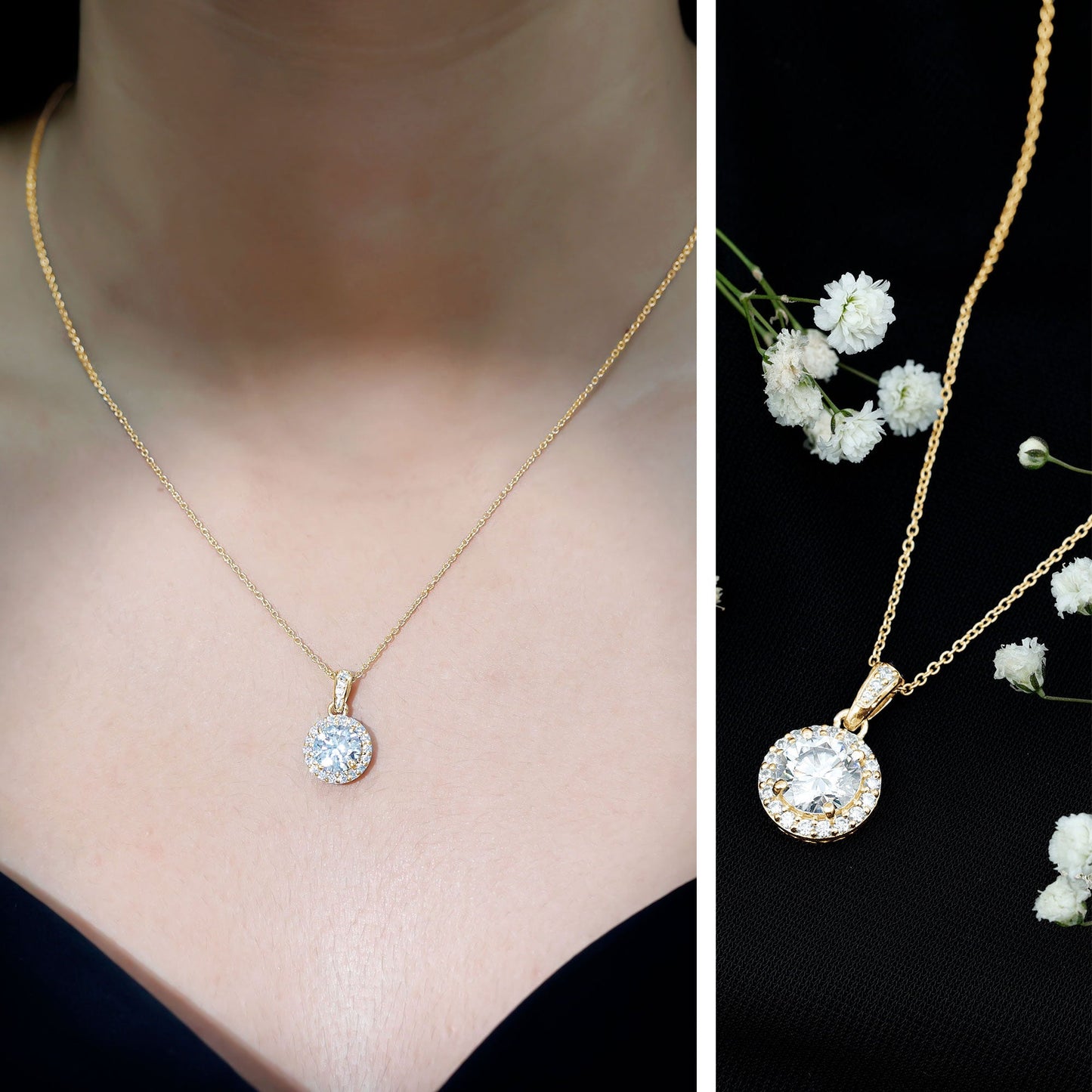 Certified 2 Carat Lab Grown Diamond Halo Pendant Necklace