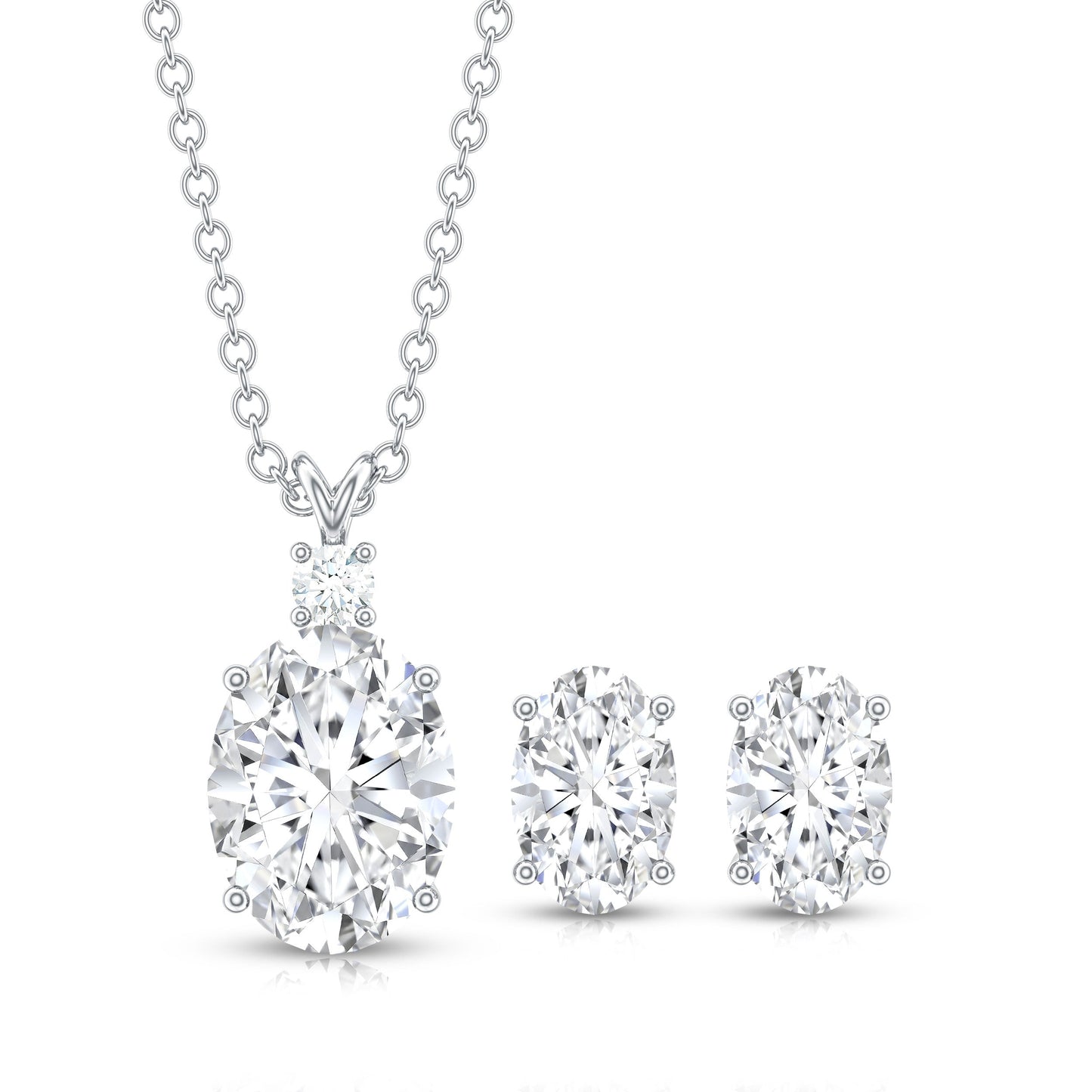 Certified Oval Shaped Lab Grown Diamond Bridal Jewelry Set