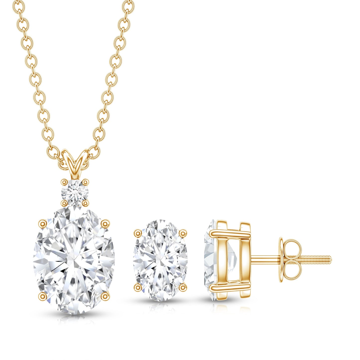Certified Oval Shaped Lab Grown Diamond Bridal Jewelry Set