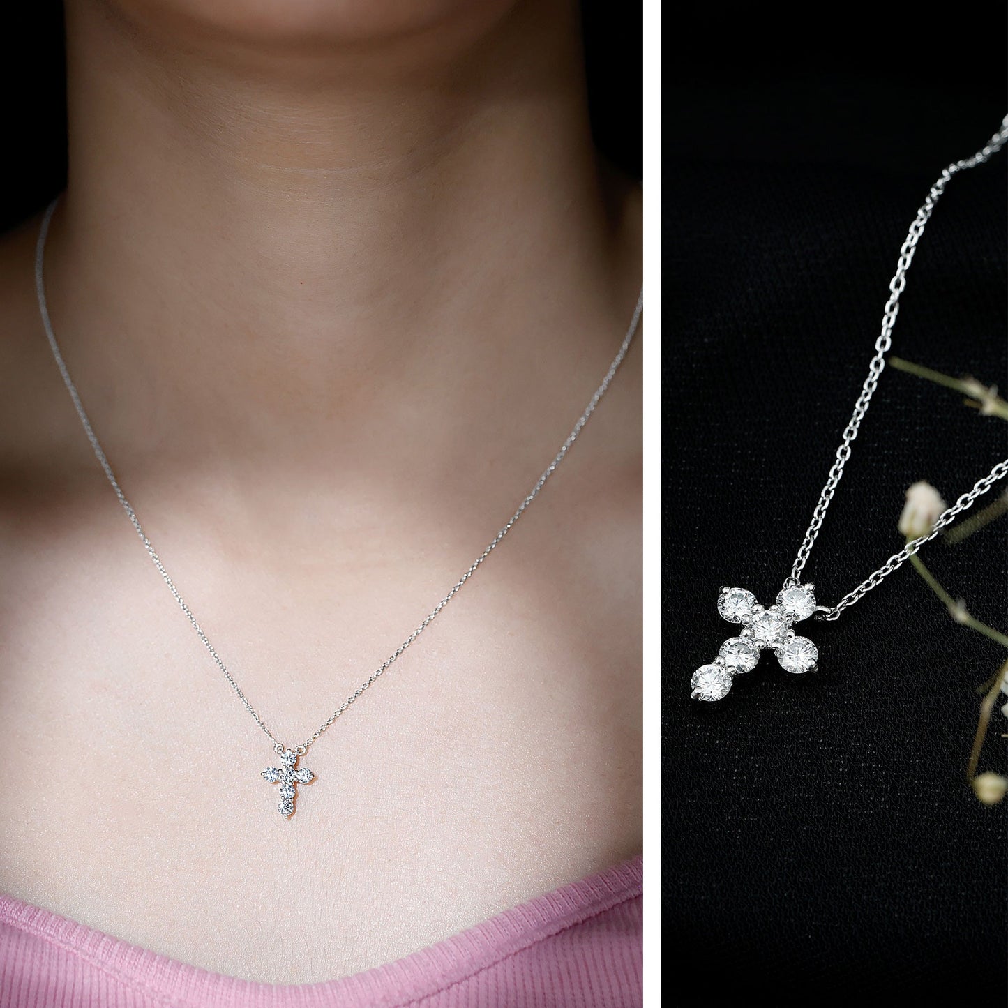 Lab Grown Diamond Religious Cross Pendant Necklace