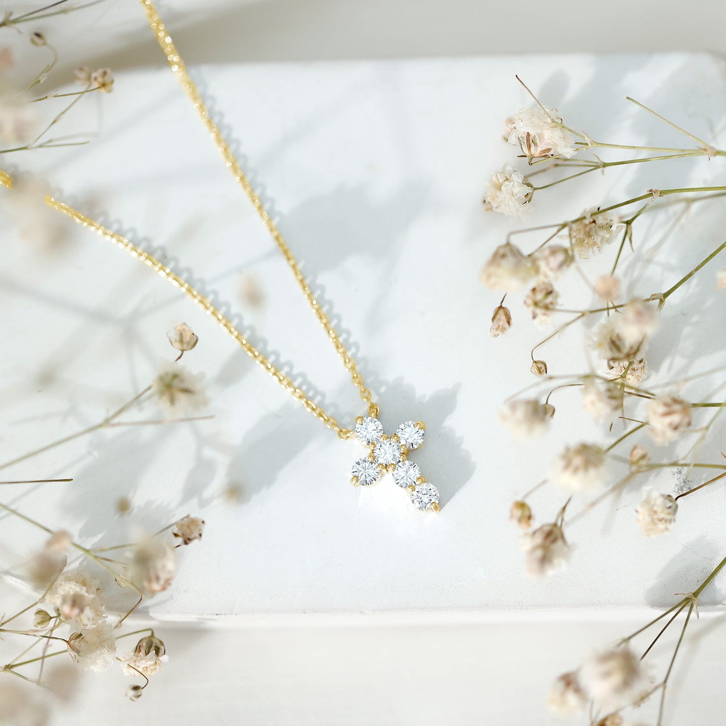 Lab Grown Diamond Religious Cross Pendant Necklace