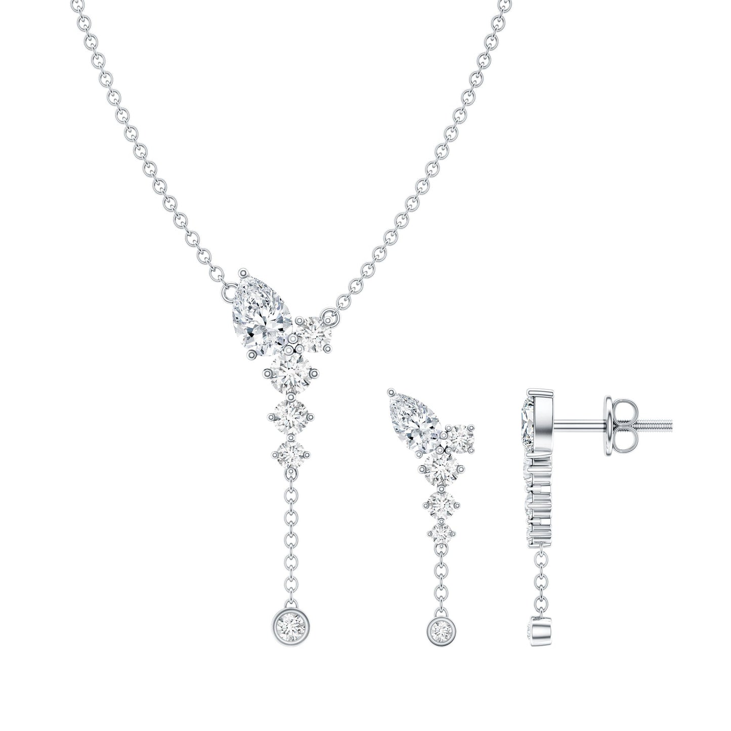 Certified Lab Grown Diamond Designer Necklace and Earrings Set