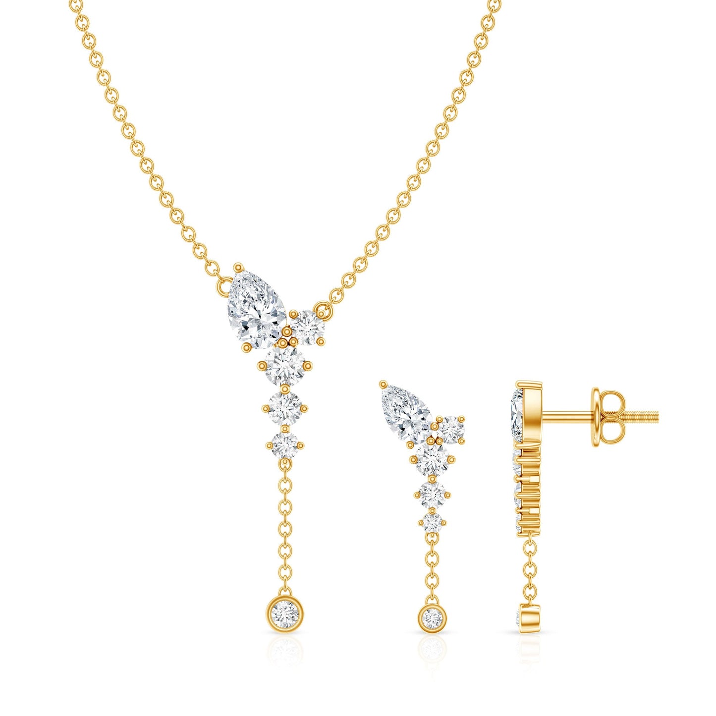 Certified Lab Grown Diamond Designer Necklace and Earrings Set