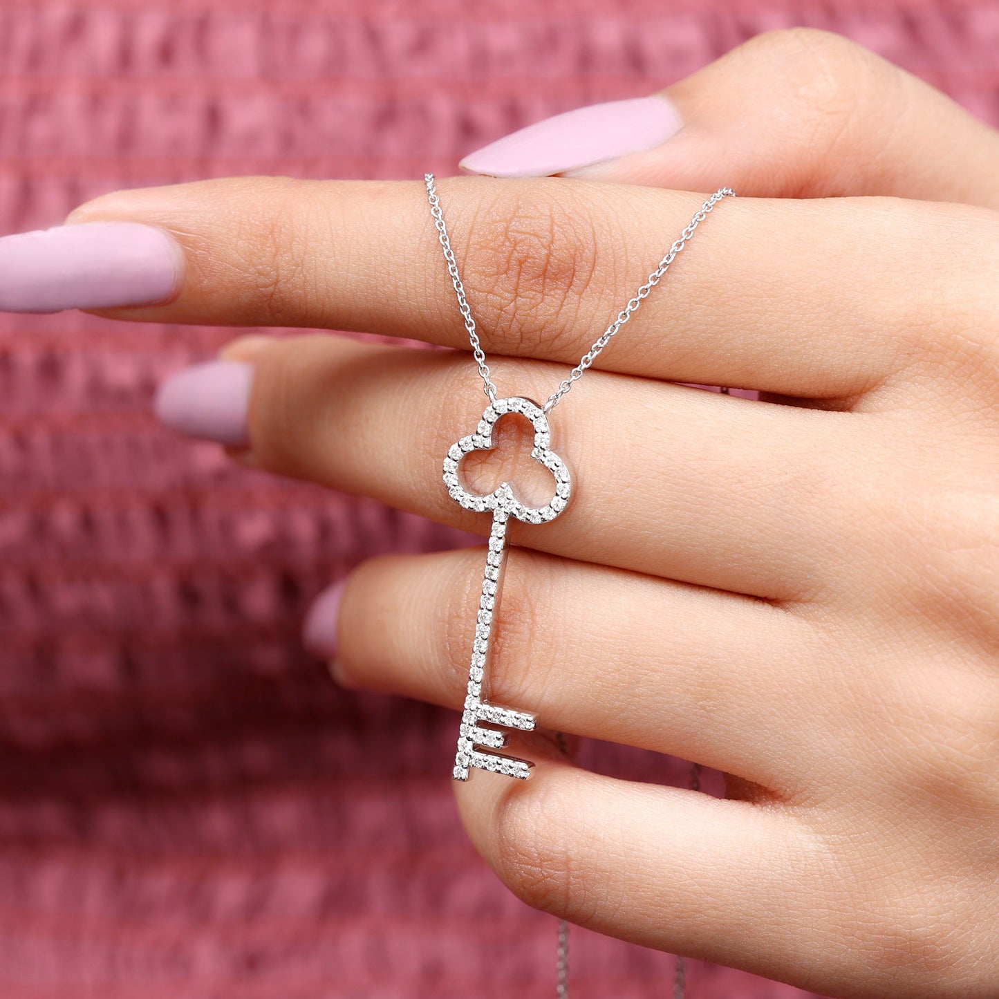 Certified Lab Grown Diamond Key Necklace For Women