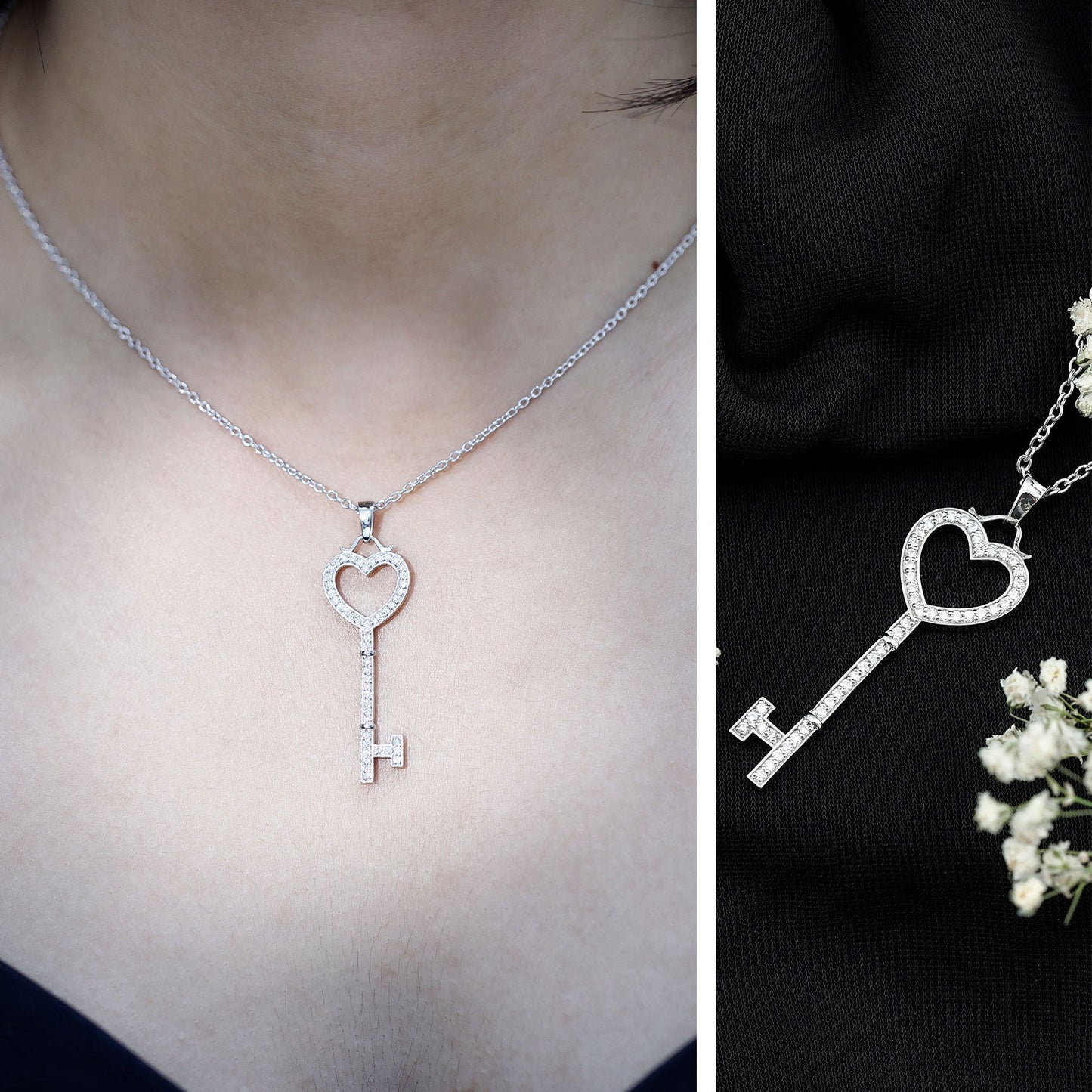 Lab Grown Diamond Key To My Heart Pendant Necklace