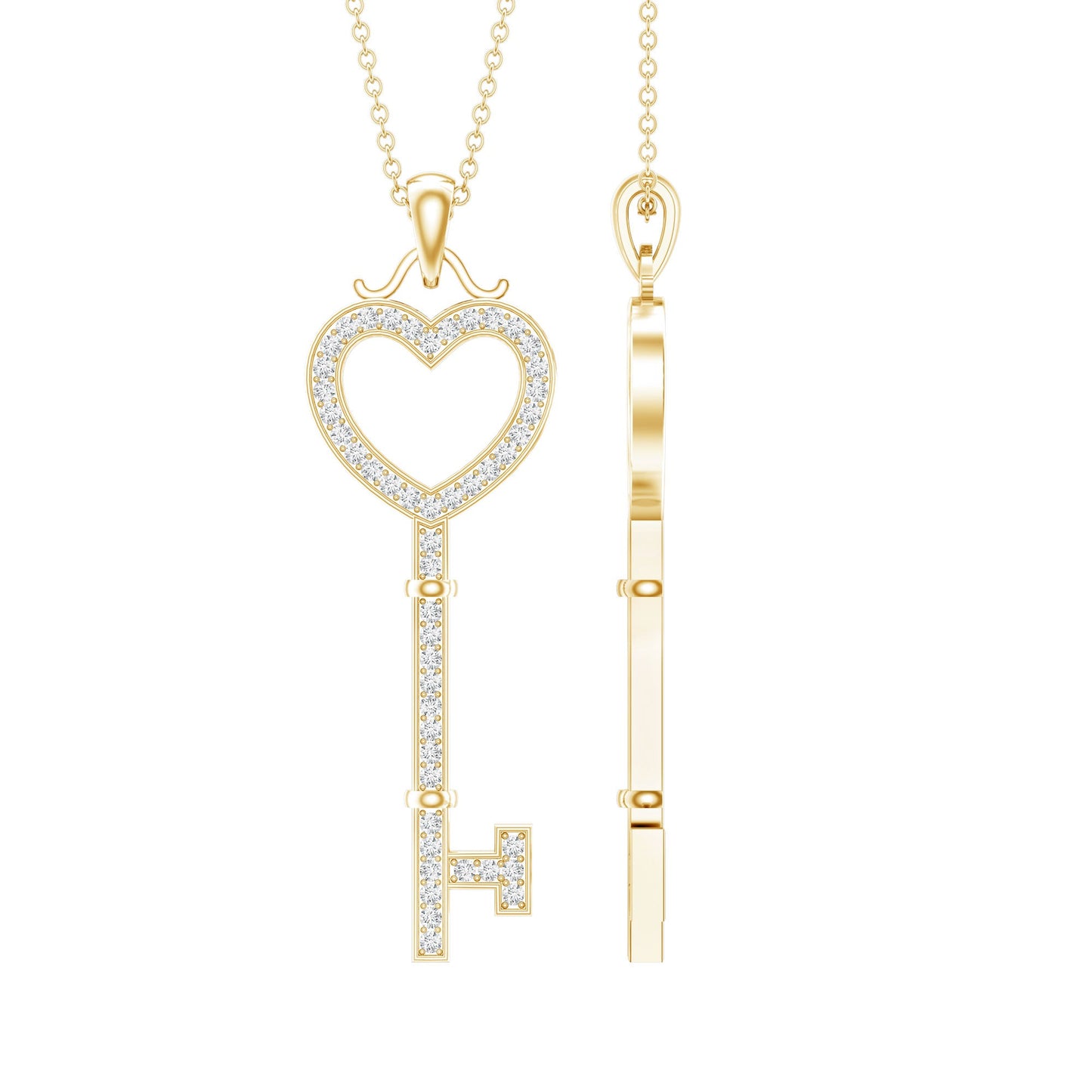 Lab Grown Diamond Key To My Heart Pendant Necklace
