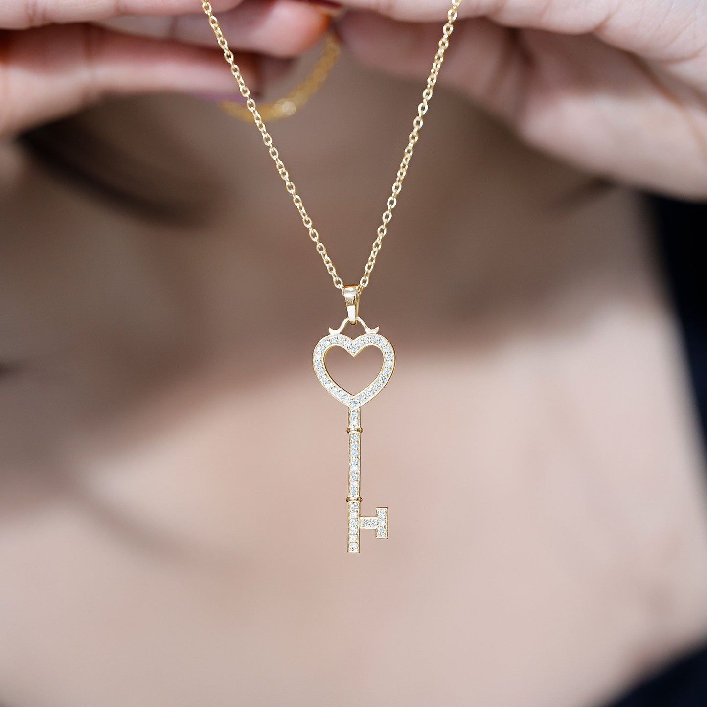 Lab Grown Diamond Key To My Heart Pendant Necklace