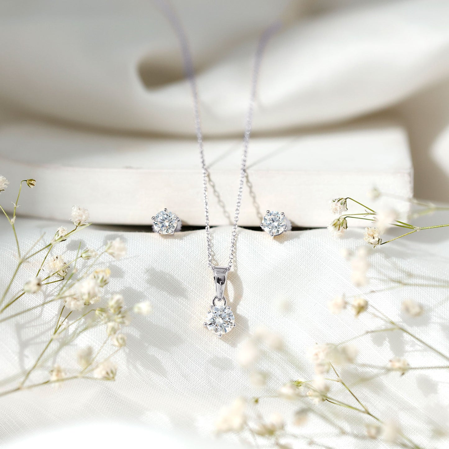 Certified Lab Grown Diamond Solitaire Necklace and Earrings Set