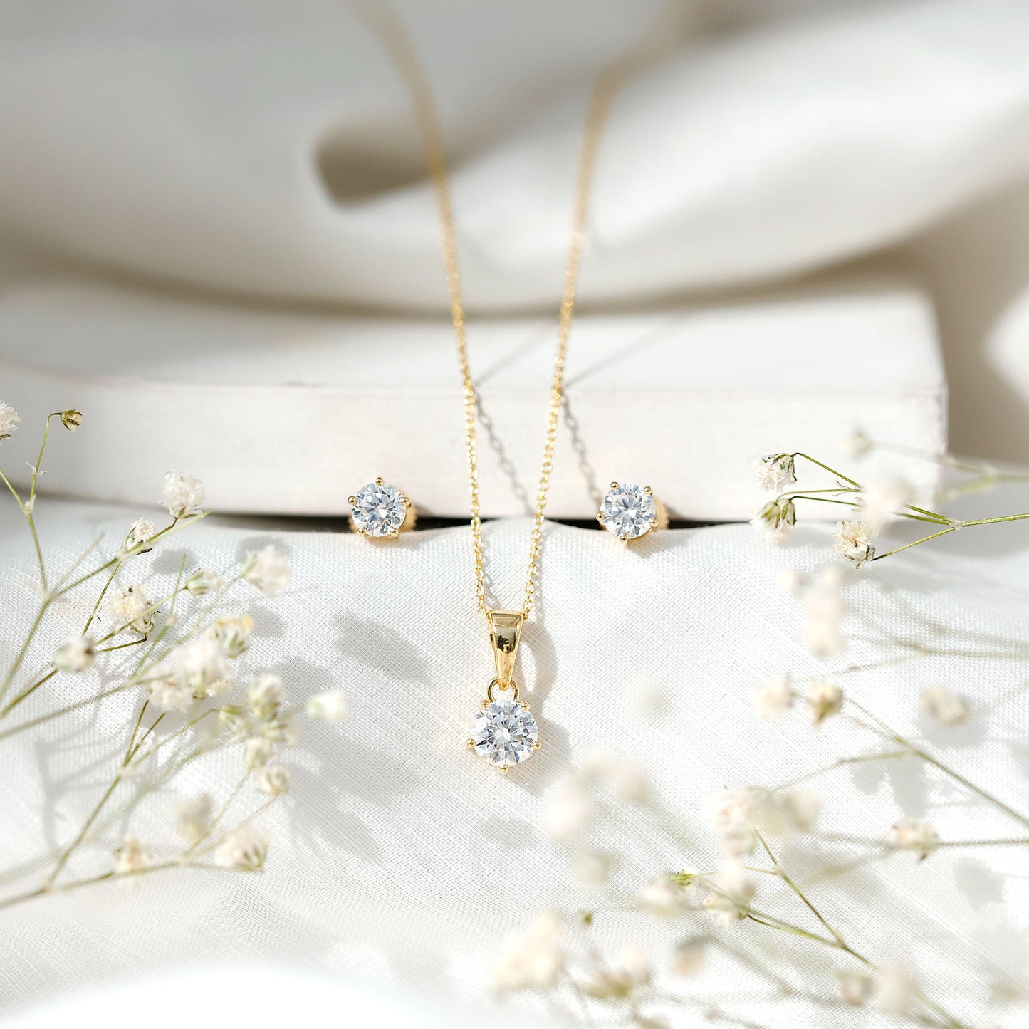 Certified Lab Grown Diamond Solitaire Necklace and Earrings Set