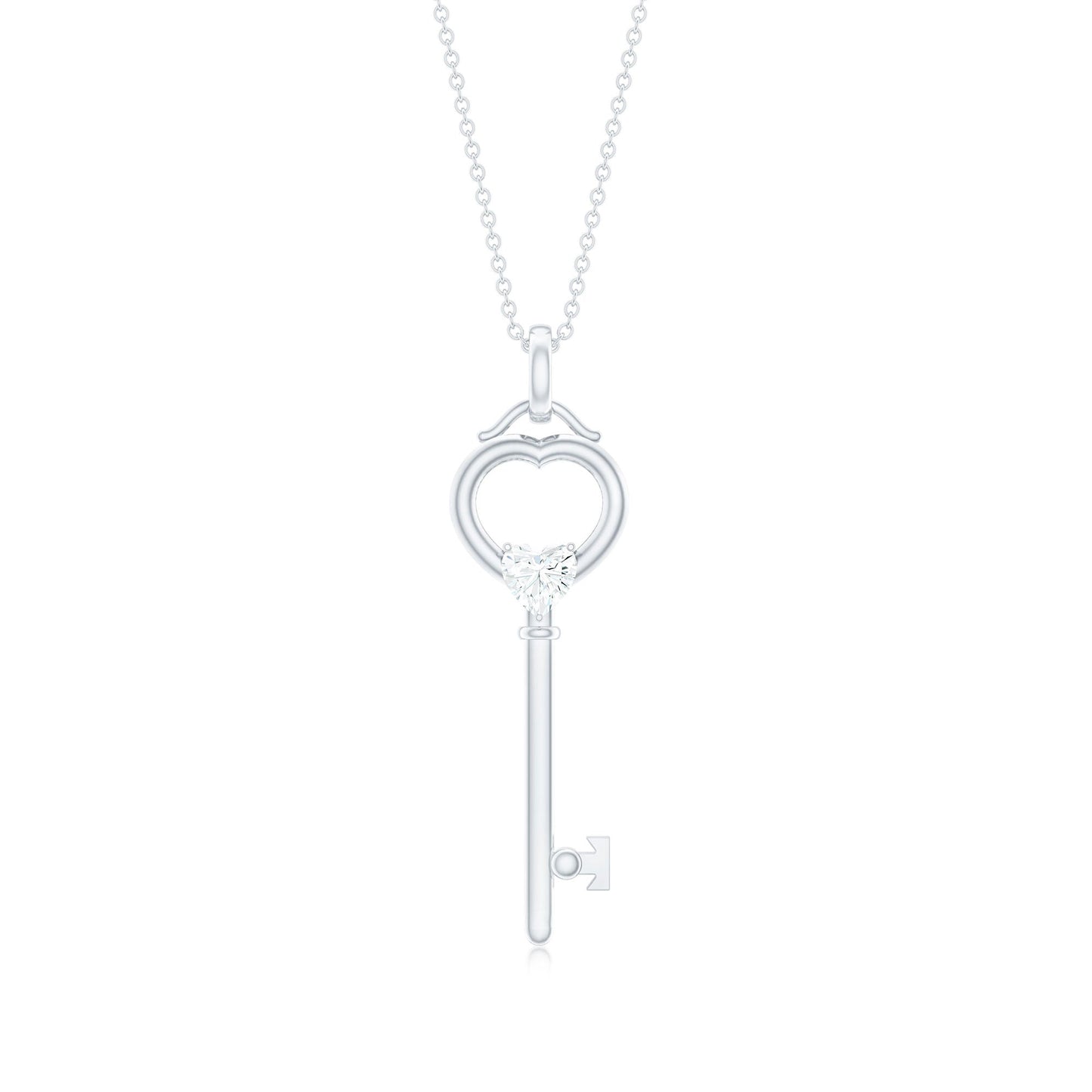 Heart Key Pendant Necklace with Lab Grown Diamond
