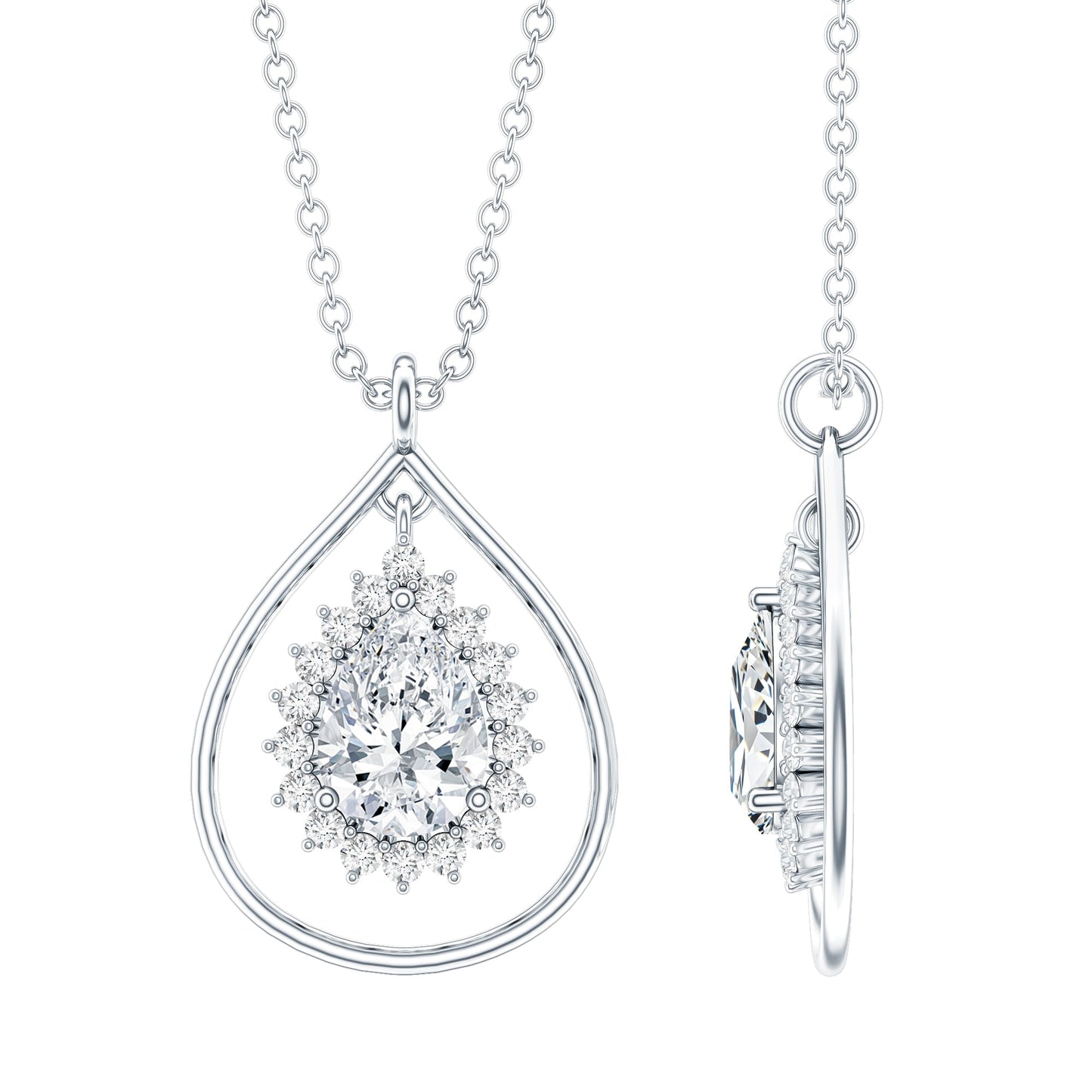 Pear Shape Lab Grown Diamond Teardrop Pendant Necklace