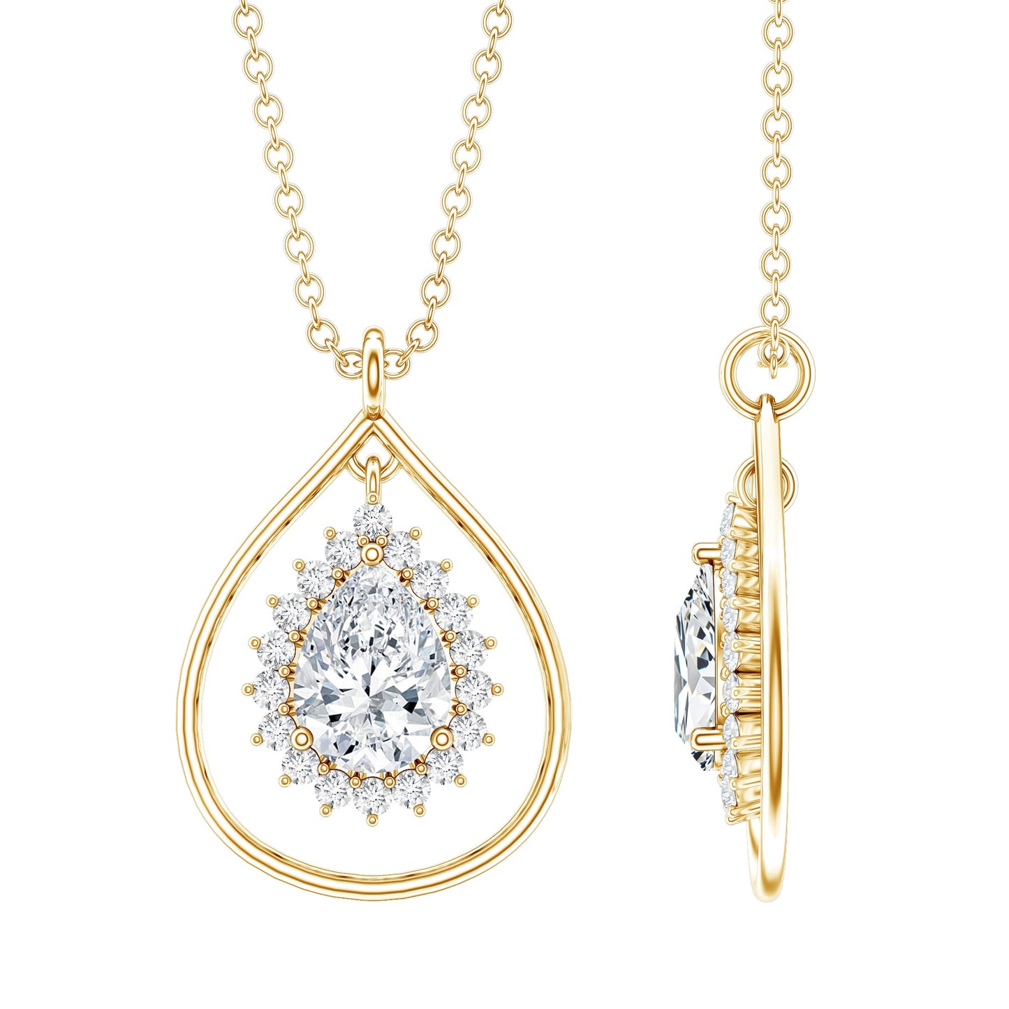 Pear Shape Lab Grown Diamond Teardrop Pendant Necklace