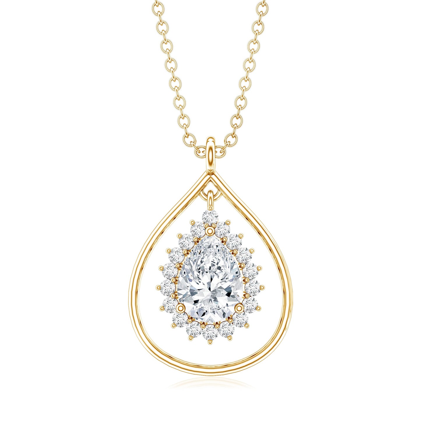 Pear Shape Lab Grown Diamond Teardrop Pendant Necklace