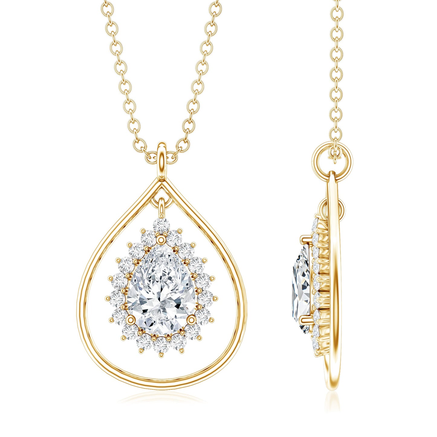 Pear Shape Lab Grown Diamond Teardrop Pendant Necklace