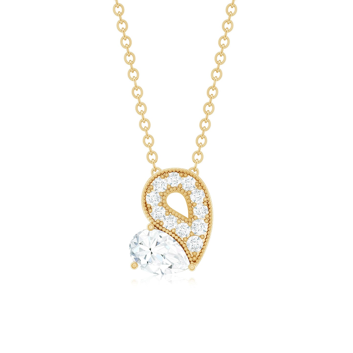 Lab Grown Diamond Pendant Necklace with Beaded Details