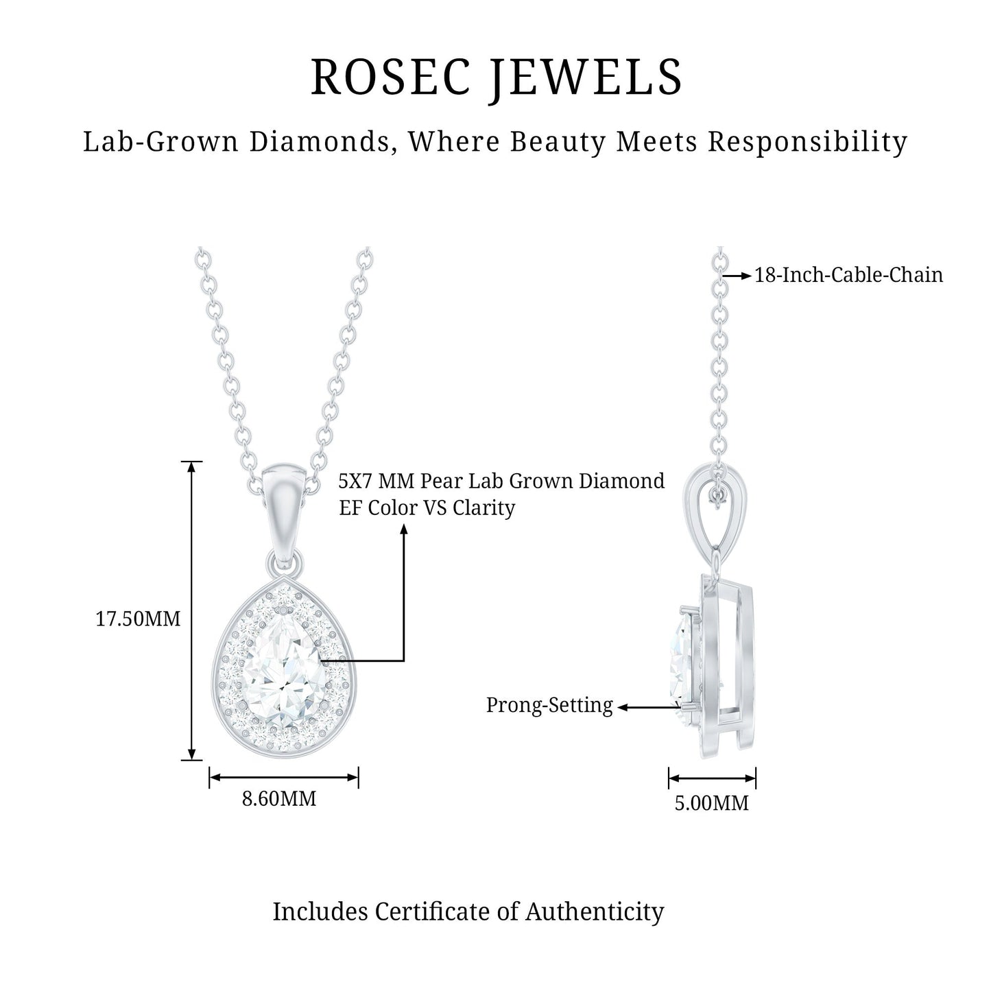 Minimal Lab Grown Diamond Teardrop Halo Pendant