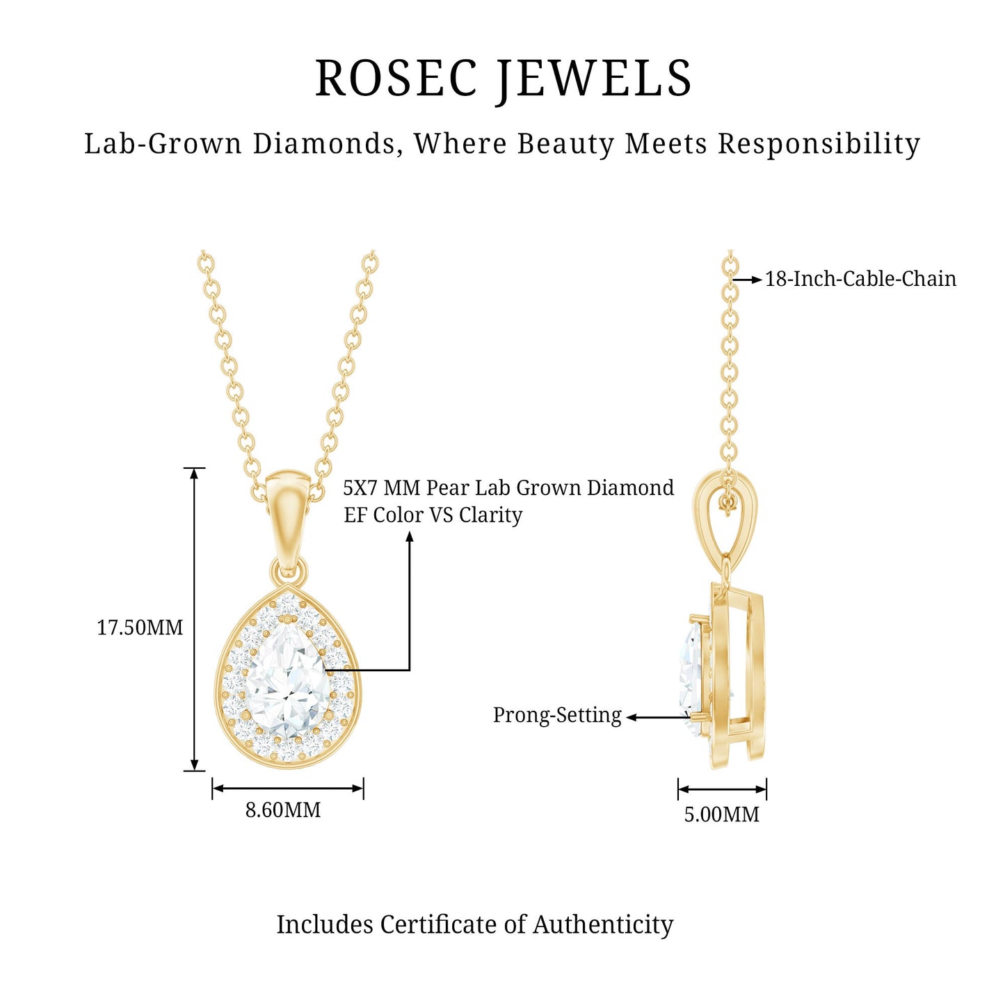 Minimal Lab Grown Diamond Teardrop Halo Pendant